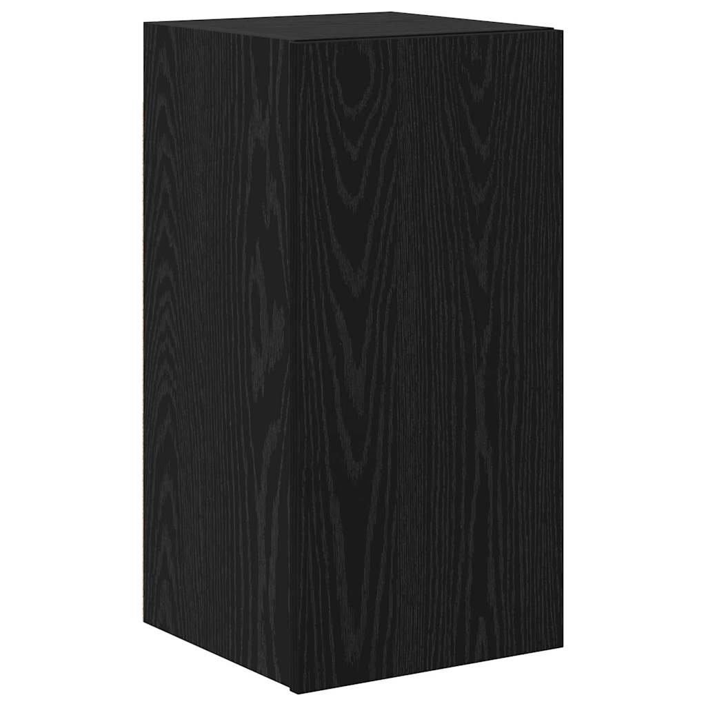TV Cabinet Set Wall-mounted 4 pcs Black Oak Engineered Wood