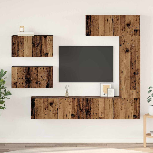 TV Cabinet Set 6 pcs Old Wood Engineered Wood