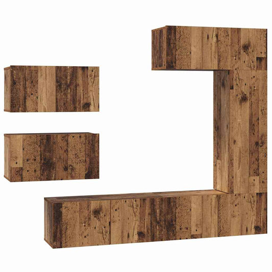 TV Cabinet Set 6 pcs Old Wood Engineered Wood