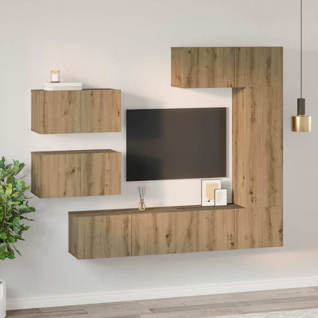 TV Cabinet Set 6 pcs Artisan Oak Engineered Wood