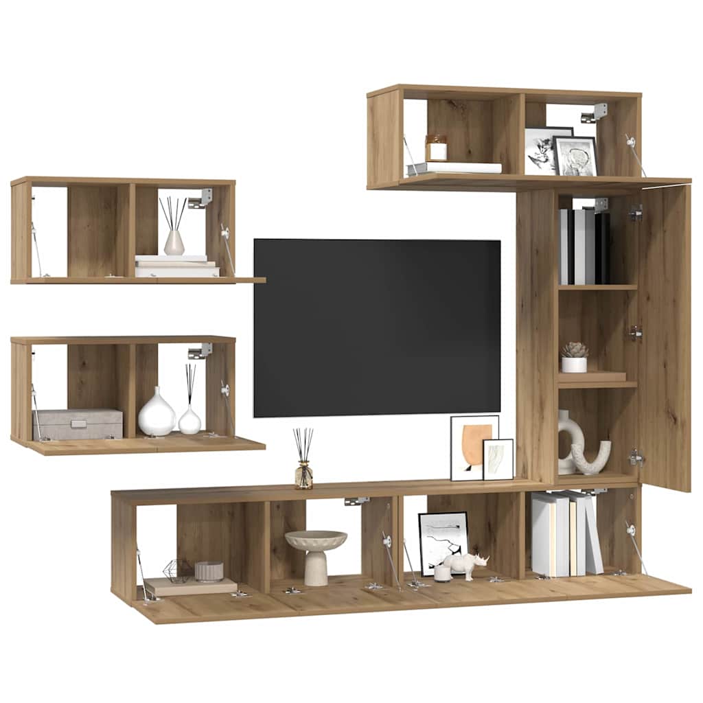 TV Cabinet Set 6 pcs Artisan Oak Engineered Wood