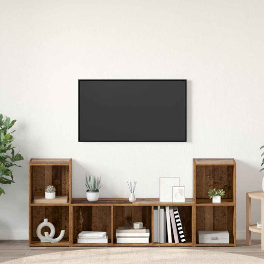 TV Cabinet Set 3 pcs Brown Engineered Wood