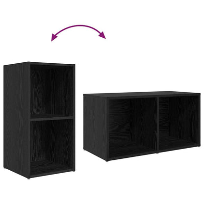 TV Cabinet Set Wall-mounted 3 pcs Black Engineered Wood