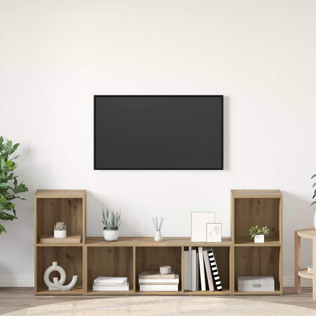 TV Cabinet Set 3 pcs Brown Engineered Wood