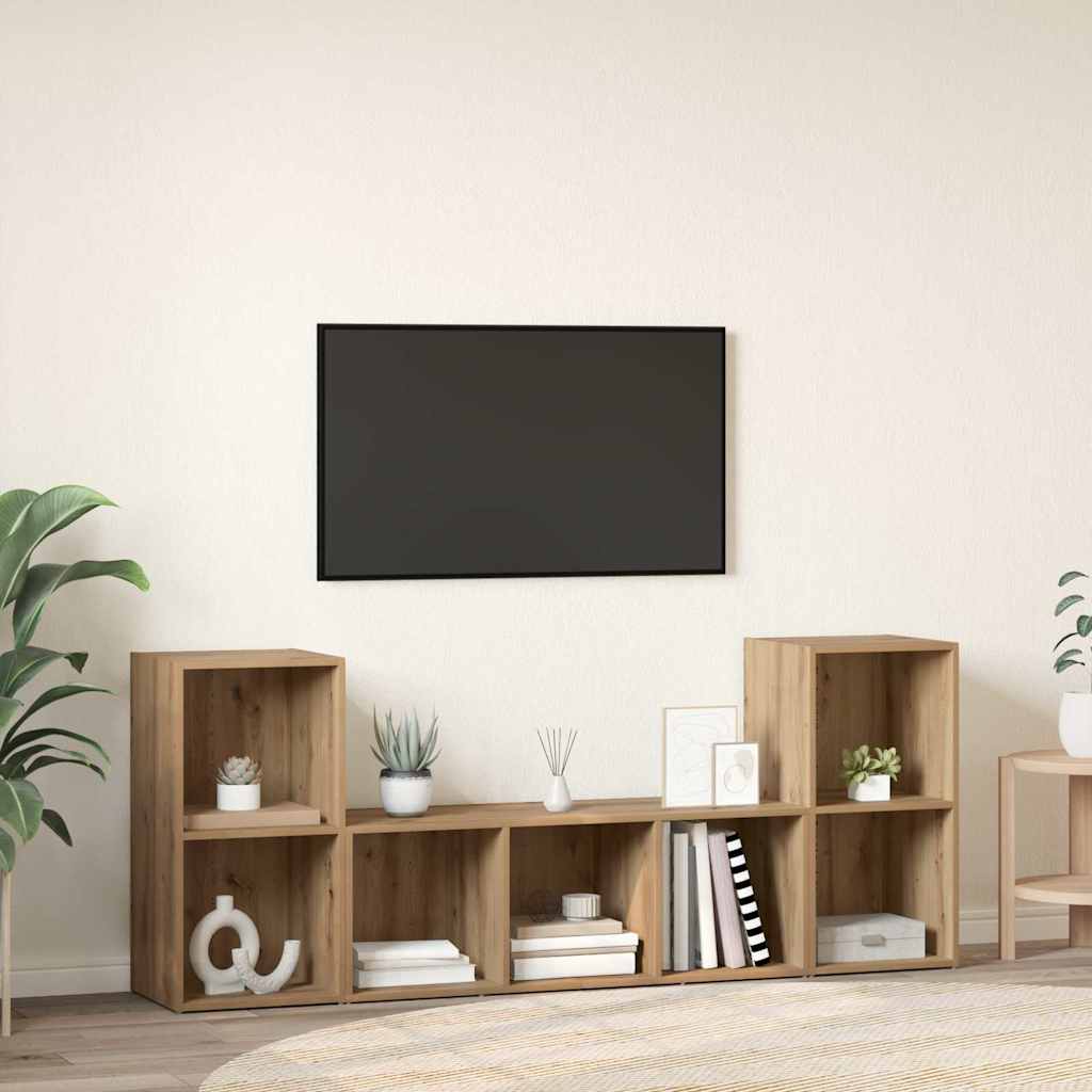 TV Cabinet Set 3 pcs Brown Engineered Wood