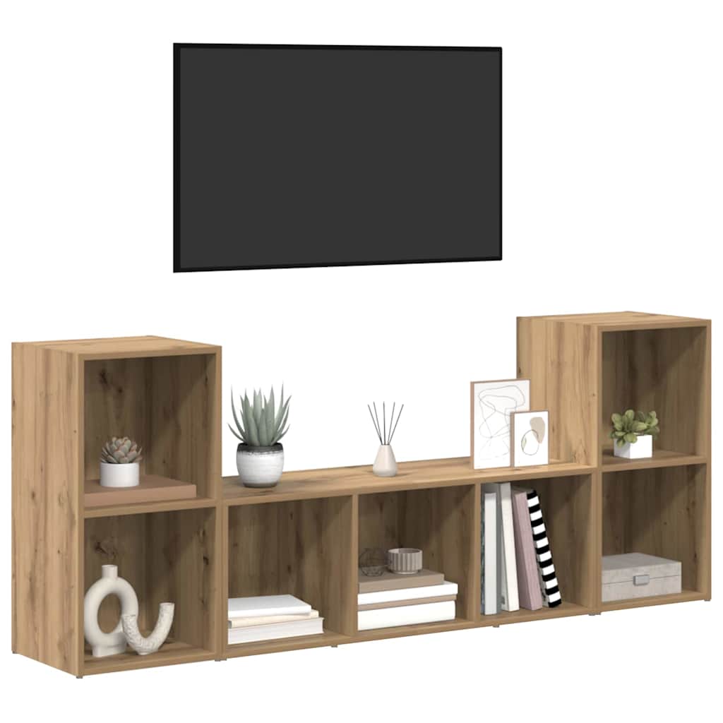 TV Cabinet Set 3 pcs Brown Engineered Wood