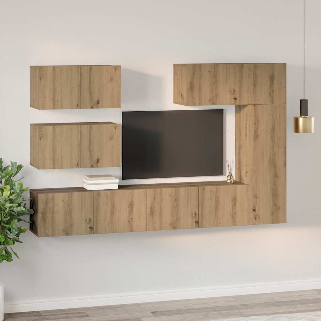 TV Cabinet Set 6 pcs Artisan Oak Engineered Wood