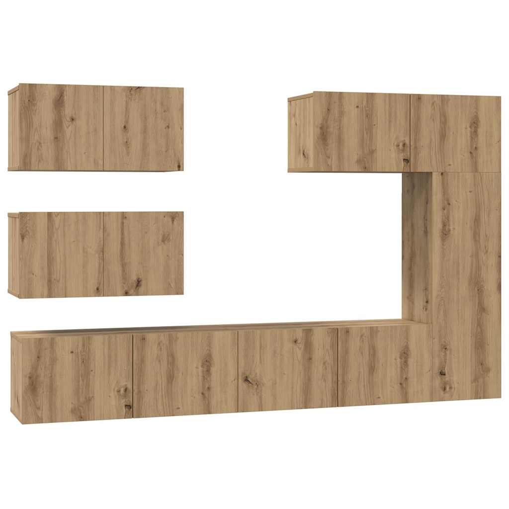 TV Cabinet Set 6 pcs Artisan Oak Engineered Wood