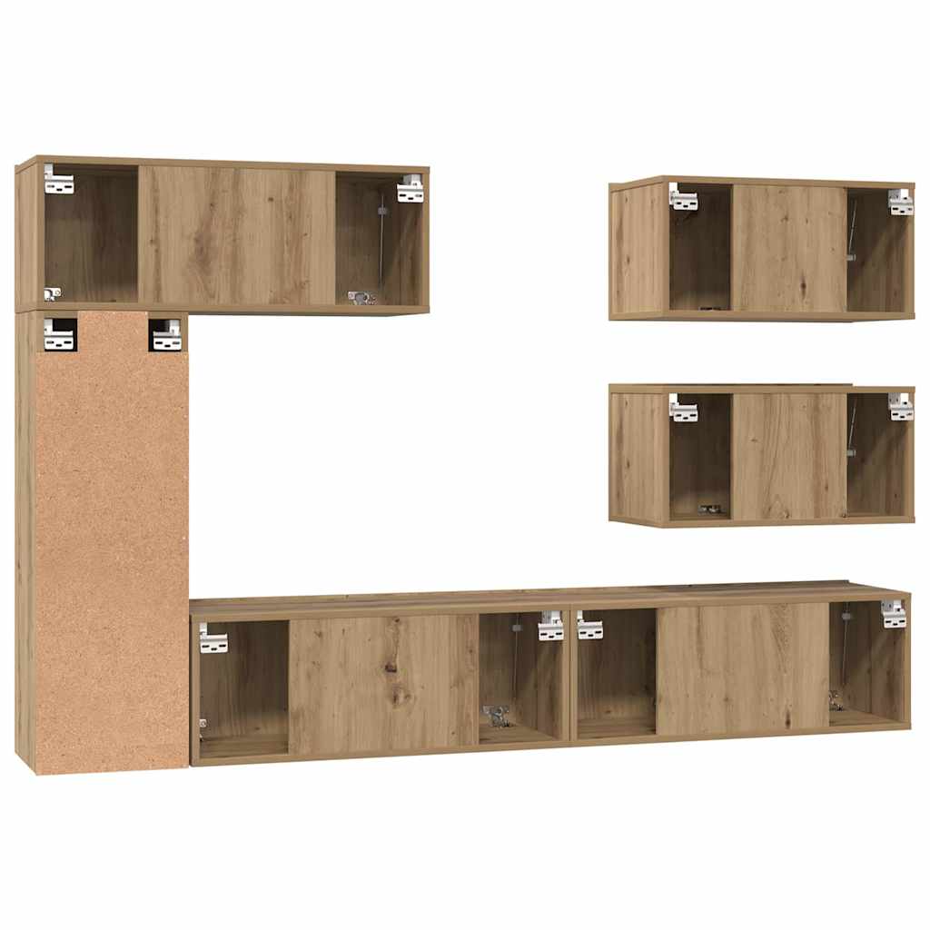 TV Cabinet Set 6 pcs Artisan Oak Engineered Wood