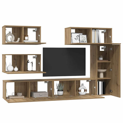 TV Cabinet Set 6 pcs Artisan Oak Engineered Wood