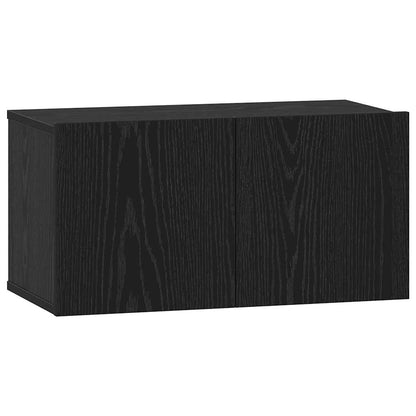 TV Cabinet Set Wall-mounted Black Oak Engineered Wood