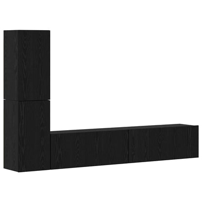 Wall TV Cabinet Wall-mounted 2 pcs Black Oak Engineered Wood