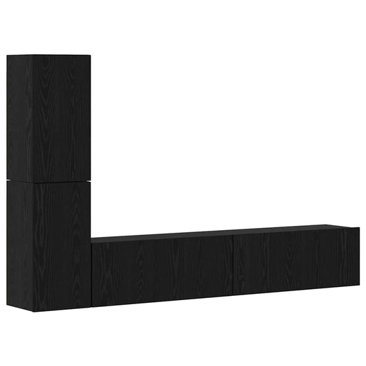 Wall TV Cabinet 2 pcs Black Oak Engineered Wood