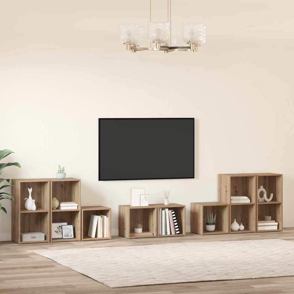 TV Cabinet Set 8 pcs Artisan Oak Engineered Wood