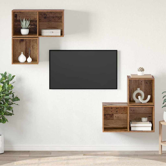 TV Cabinet Set 4 pcs Old Wood Engineered Wood