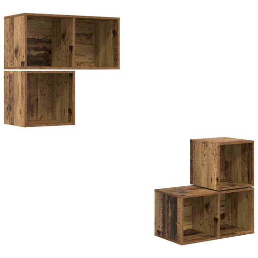 TV Cabinet Set 4 pcs Old Wood Engineered Wood