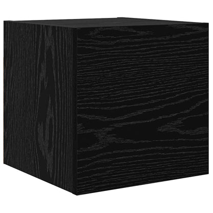 TV Cabinet Set Wall-mounted 8 pcs Black Oak Engineered Wood