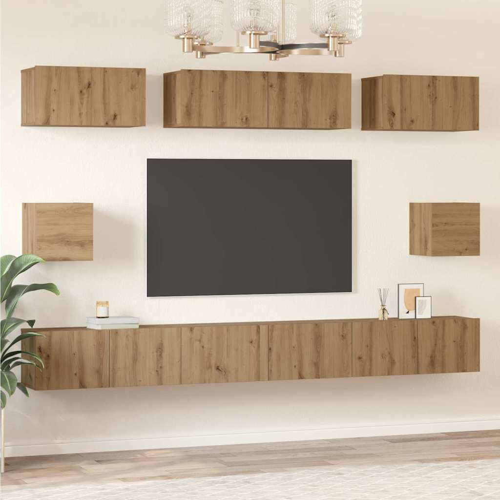 TV Cabinet Set 8 pcs Artisan Oak Engineered Wood