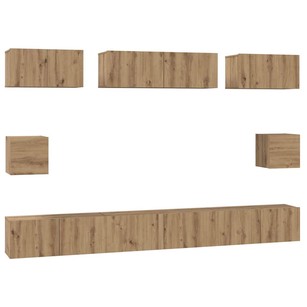 TV Cabinet Set 8 pcs Artisan Oak Engineered Wood