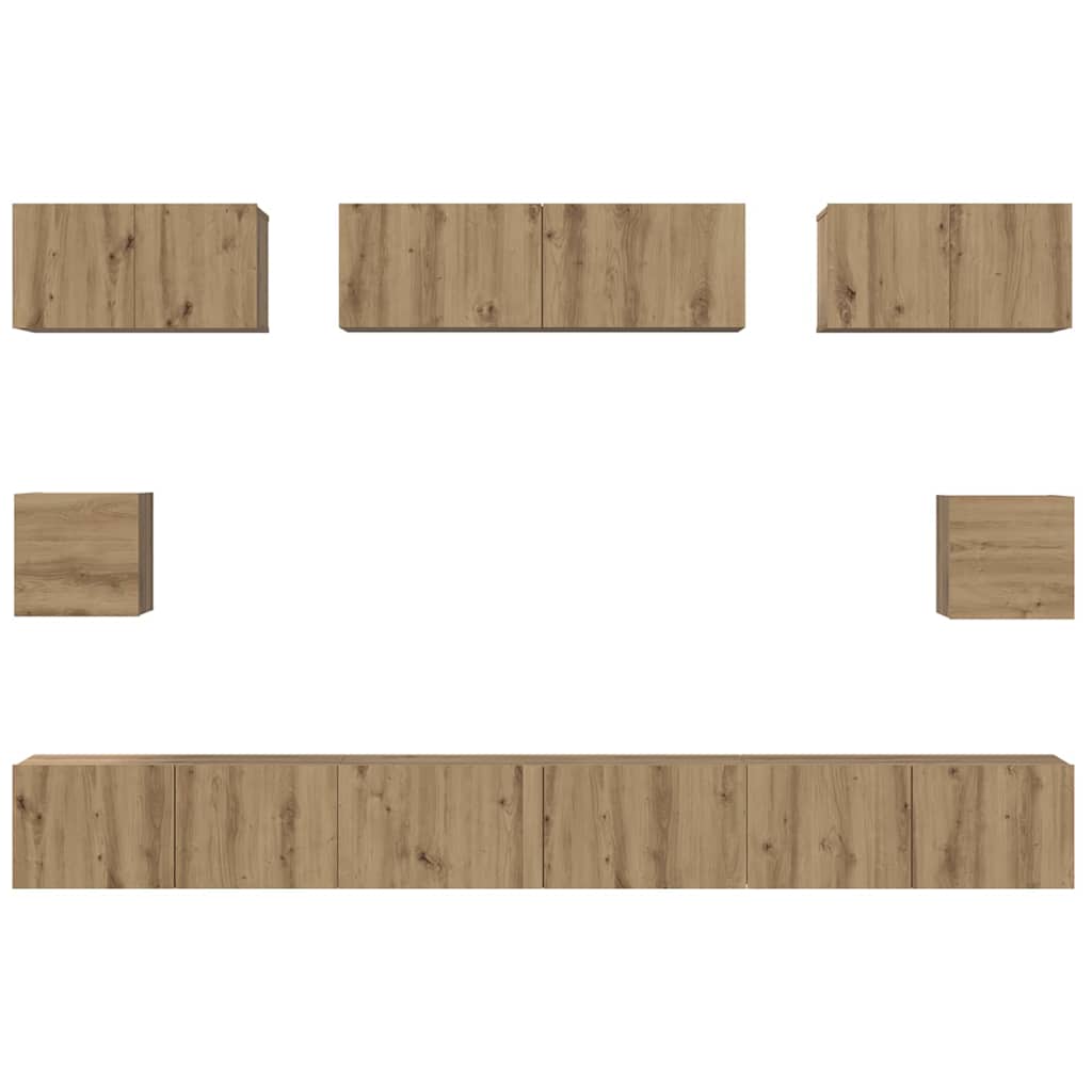 TV Cabinet Set 8 pcs Artisan Oak Engineered Wood