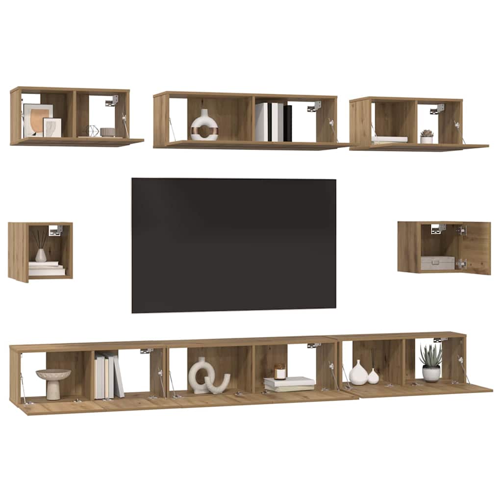 TV Cabinet Set 8 pcs Artisan Oak Engineered Wood