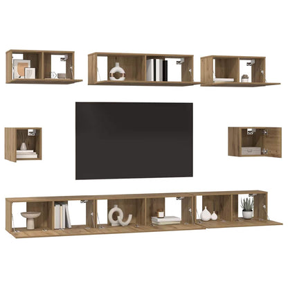 TV Cabinet Set 8 pcs Artisan Oak Engineered Wood