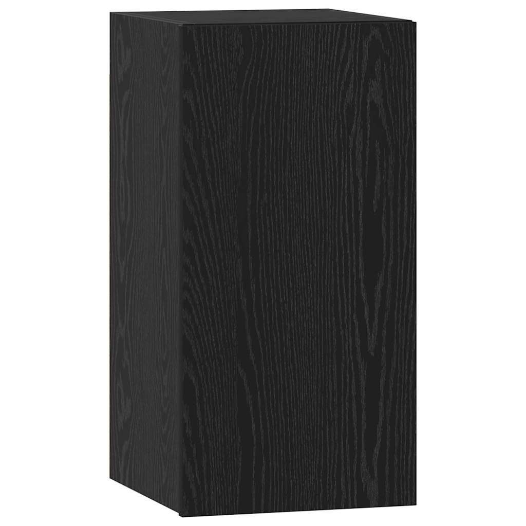 TV Cabinet Set with Drawer Black Oak Engineered Wood