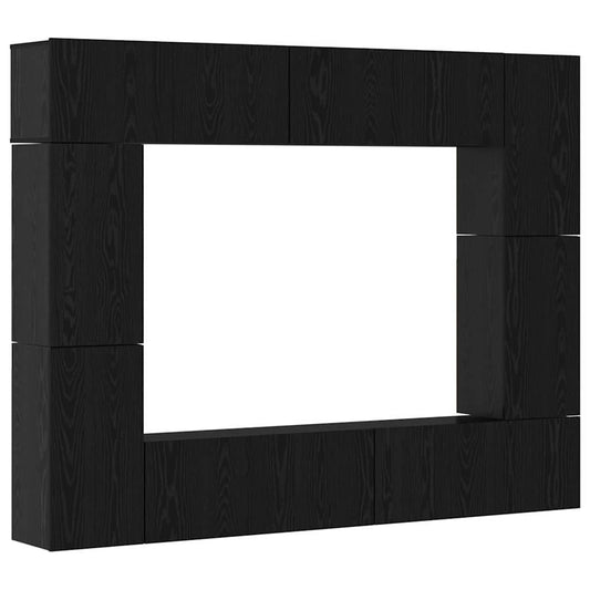 TV Cabinet Set 8 pcs Black Oak Engineered Wood