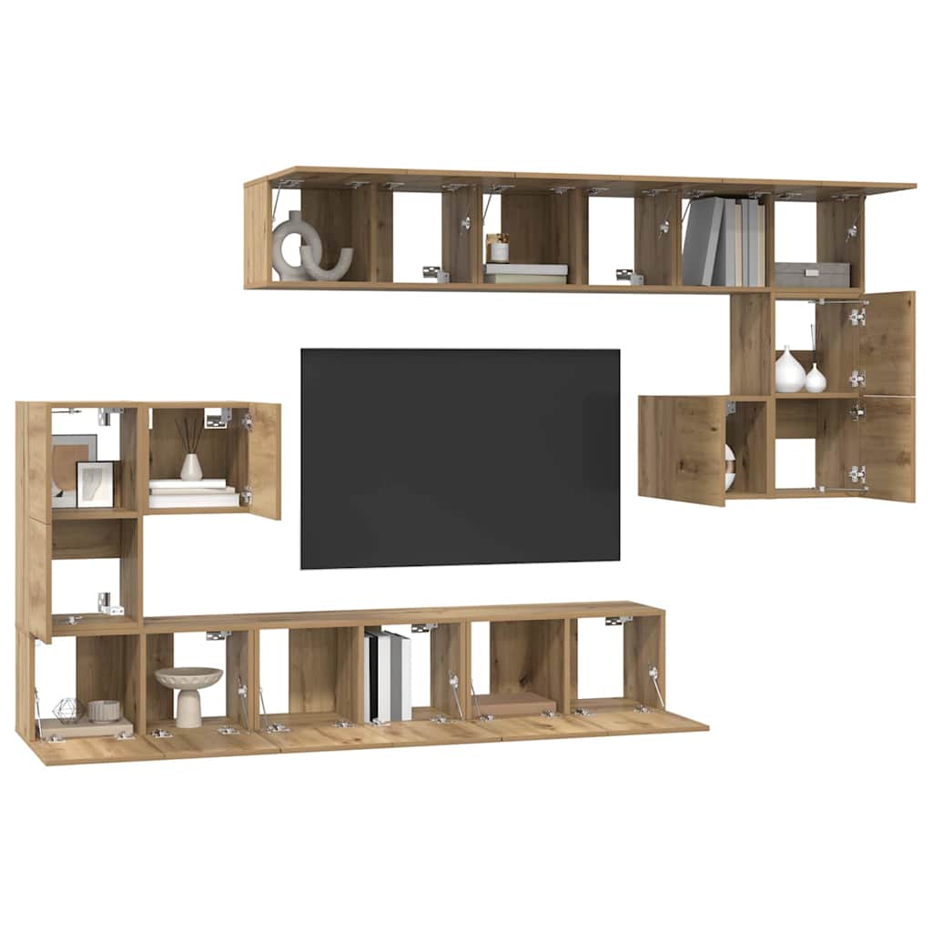 TV Cabinet Set 10 pcs Artisan Oak Engineered Wood