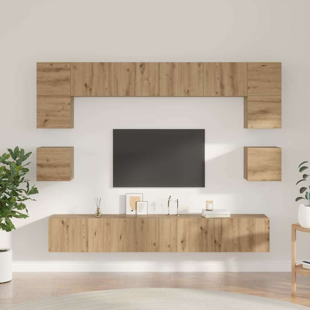 TV Cabinet Set 8 pcs Artisan Oak Engineered Wood