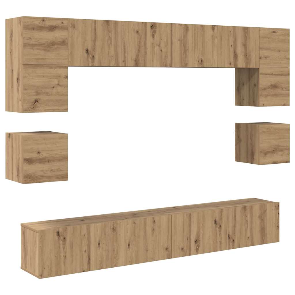 TV Cabinet Set 8 pcs Artisan Oak Engineered Wood