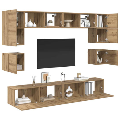 TV Cabinet Set 8 pcs Artisan Oak Engineered Wood