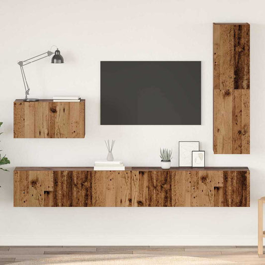 TV Cabinet Set 4 pcs Old Wood Engineered Wood