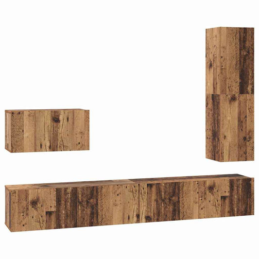 TV Cabinet Set 4 pcs Old Wood Engineered Wood