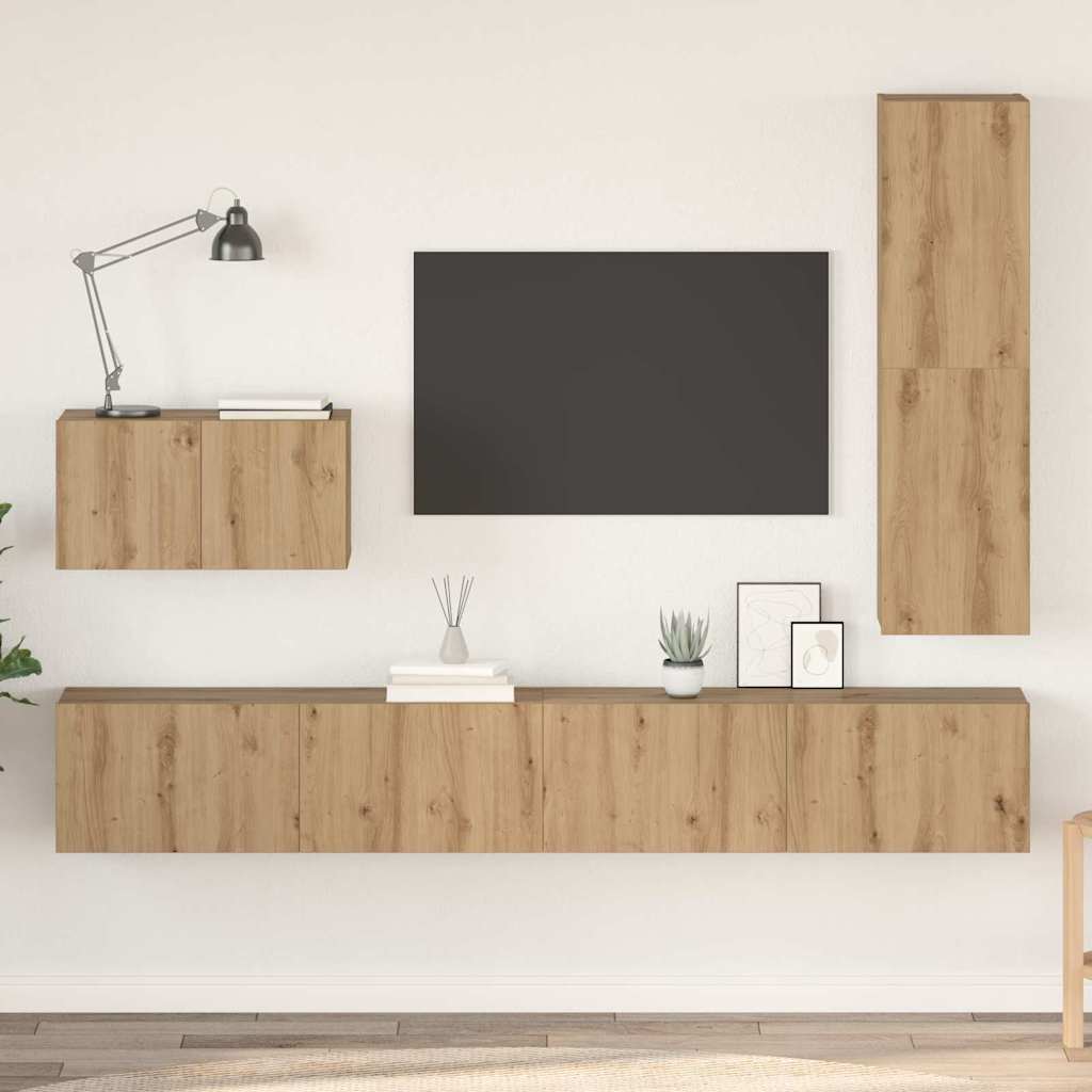 TV Cabinet Set 4 pcs Artisan Oak Engineered Wood