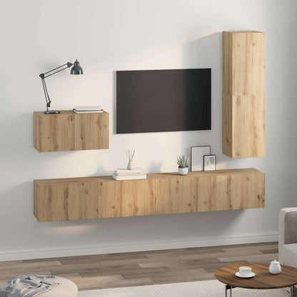 TV Cabinet Set 4 pcs Artisan Oak Engineered Wood