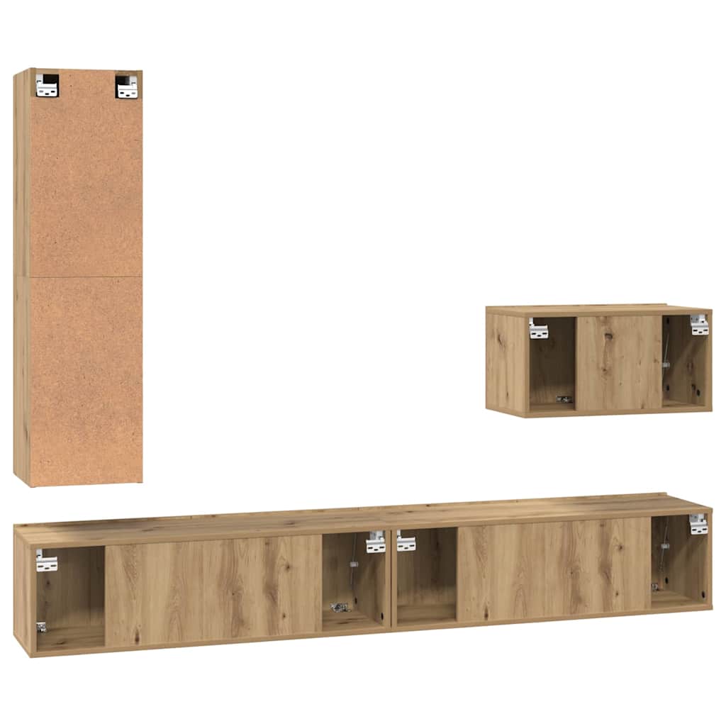 TV Cabinet Set 4 pcs Artisan Oak Engineered Wood