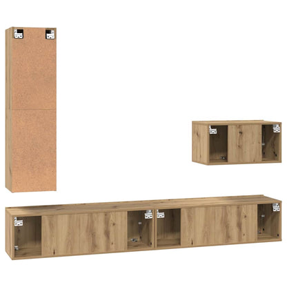 TV Cabinet Set 4 pcs Artisan Oak Engineered Wood