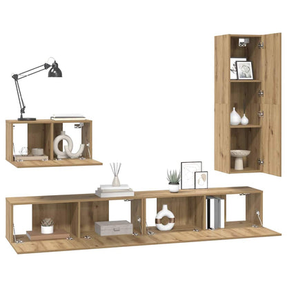 TV Cabinet Set 4 pcs Artisan Oak Engineered Wood