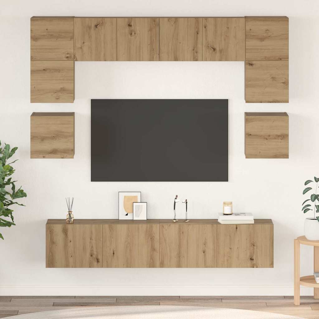 TV Cabinet Set 8 pcs Artisan Oak Engineered Wood