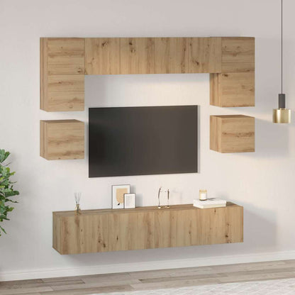 TV Cabinet Set 8 pcs Artisan Oak Engineered Wood
