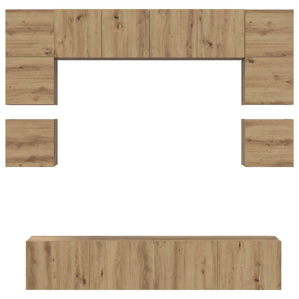 TV Cabinet Set 8 pcs Artisan Oak Engineered Wood