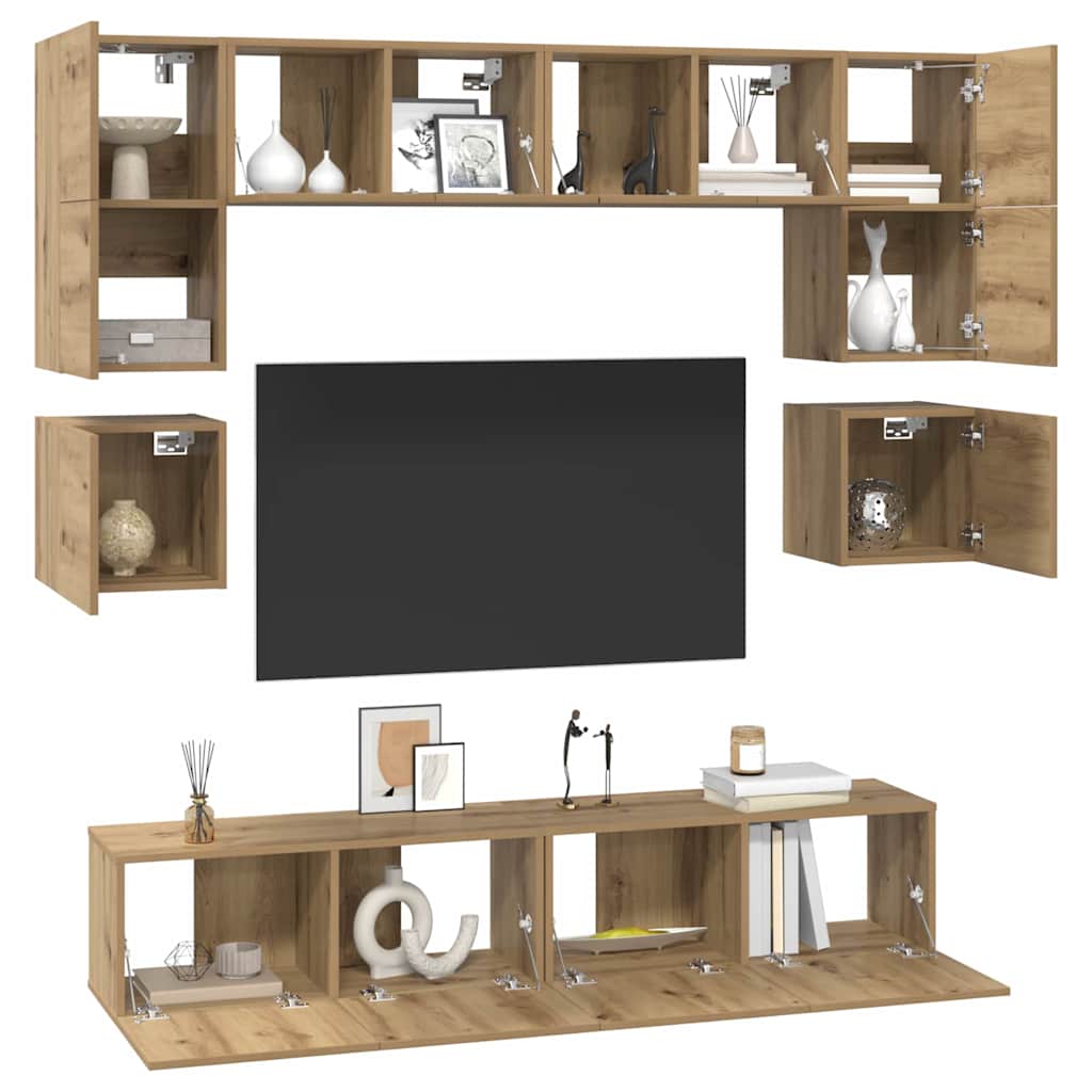 TV Cabinet Set 8 pcs Artisan Oak Engineered Wood