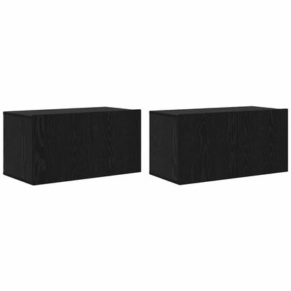 TV Cabinet Set Wall-mounted Black Oak Engineered Wood