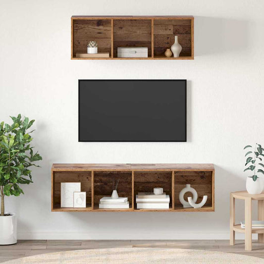TV Cabinet Set 2 pcs Old Wood Engineered Wood