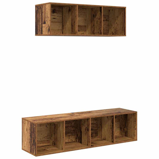 TV Cabinet Set 2 pcs Old Wood Engineered Wood