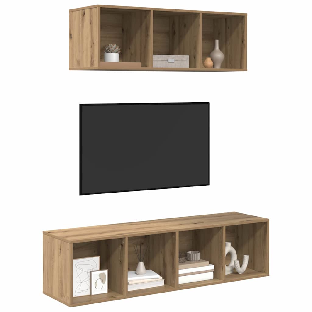 TV Cabinet Set 2 pcs Artisan Oak Engineered Wood