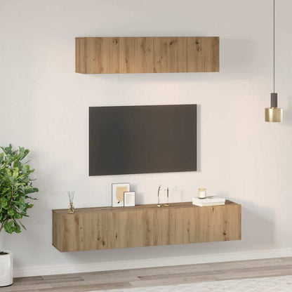 TV Cabinet Set 4 pcs Artisan Oak Engineered Wood