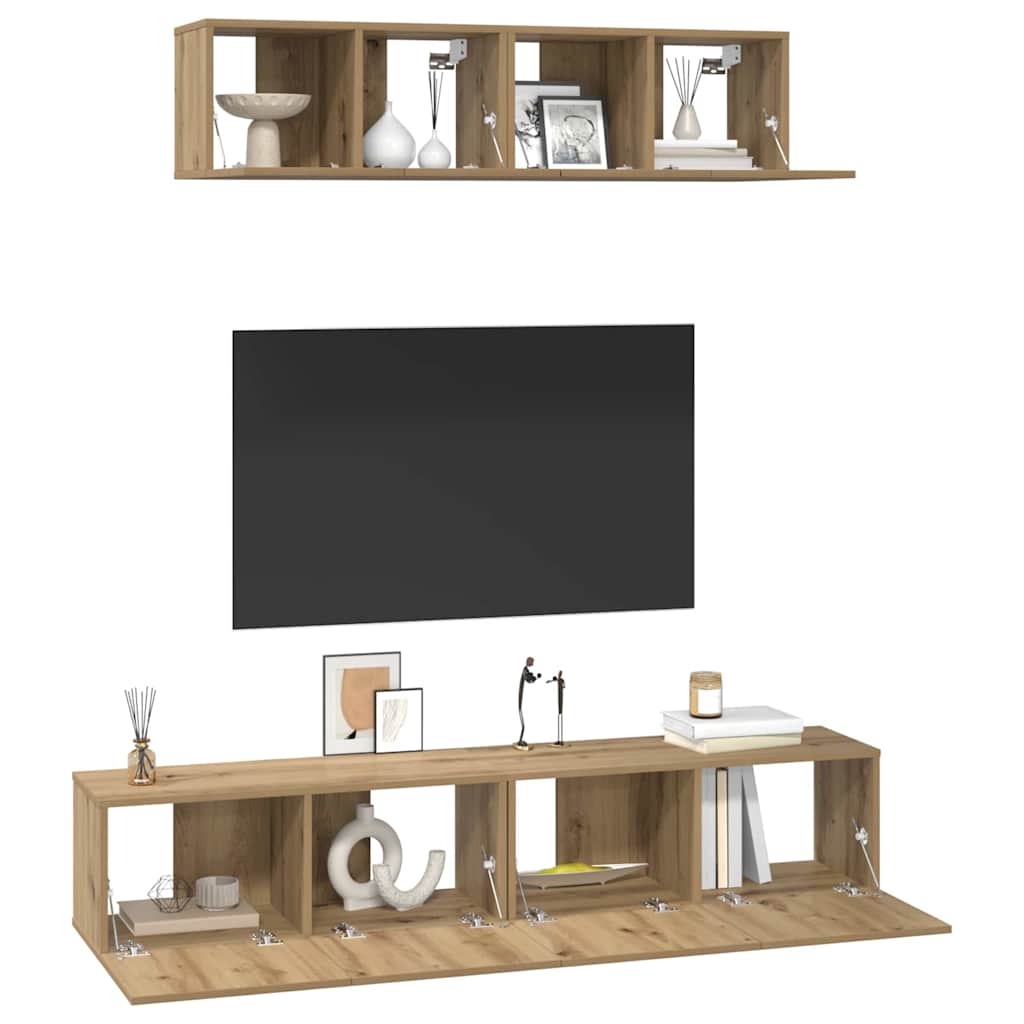 TV Cabinet Set 4 pcs Artisan Oak Engineered Wood