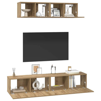 TV Cabinet Set 4 pcs Artisan Oak Engineered Wood
